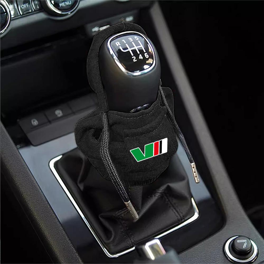 BBIC7 Car Gearbox New Year Xmas Hoodie Car Shift Speed Lever Cover for Skoda S Logo Octavia Fabia 2 Superb 2 Kamiq Kodiaq VRS VII
