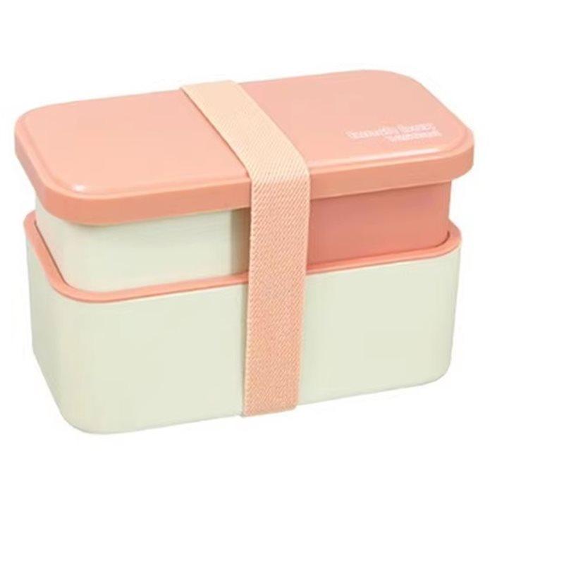 

ABMH-Dishwasher Safe 1450Ml For Adult Lunch Box 2-Tier Food Container Bowl With Removable Utensil Set And Sealing For Work рожевий