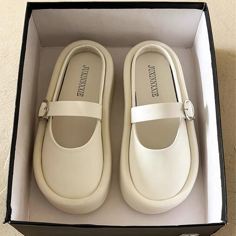 Ugly cute bag head half slippers women's summer new women's fashion thick bottom lazy half drag middle heel wear sandals