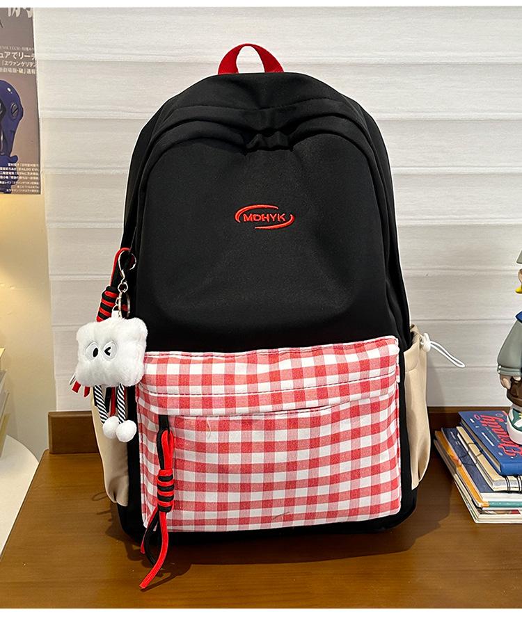 School Bag New Contrasting Color Backpack Versatile College Student Cute Fresh School Bag Light Casual Large Capacity Backpack