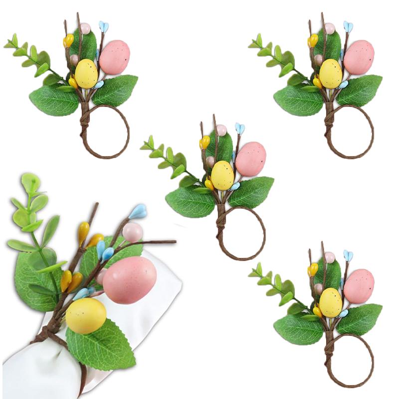 

Easter Egg Napkin Ring Easter Simulation Eucalyptus Napkin Holder Rustic Dining Table Decoration Suitable for Easter Home Decor