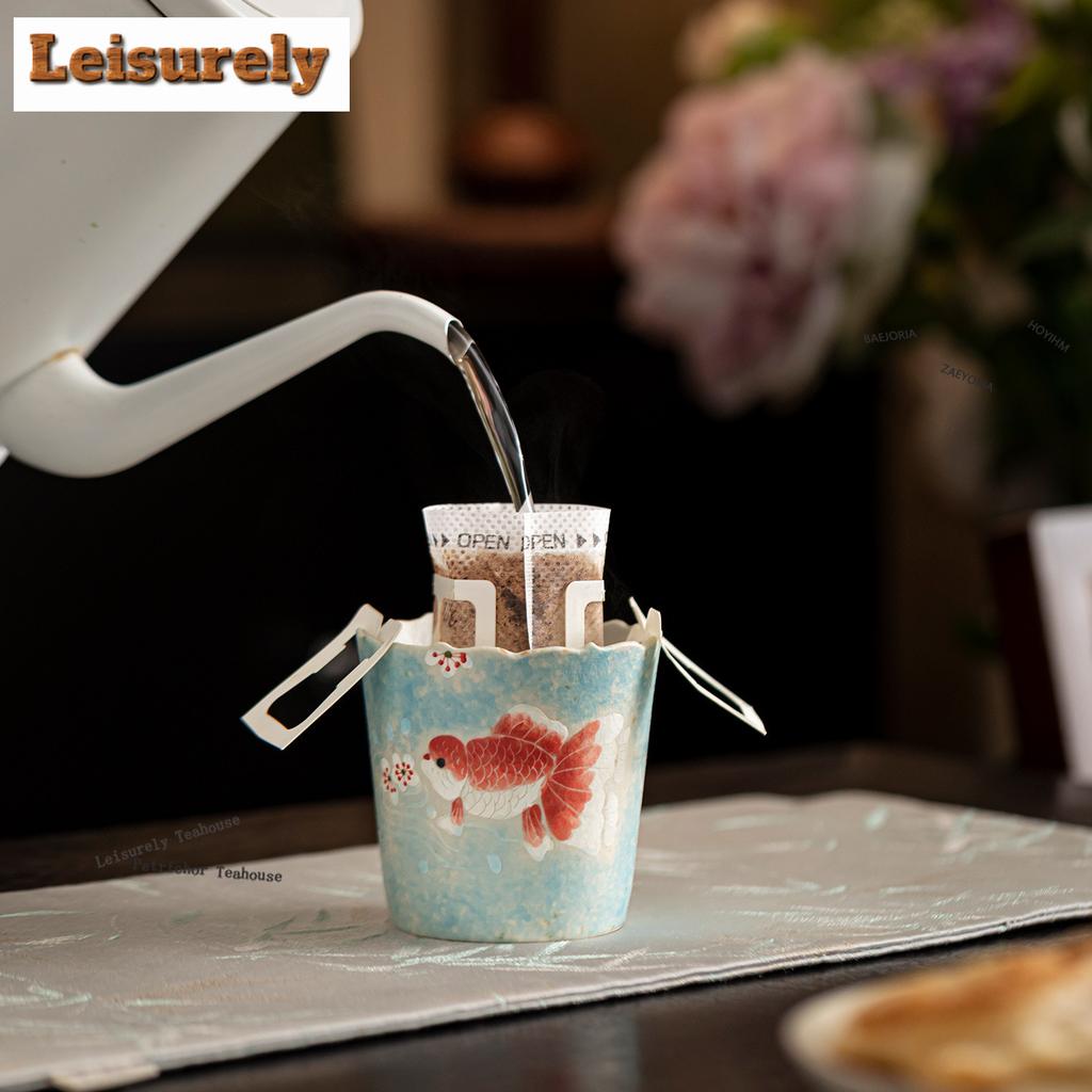 HOYIHM 111ml Flame Red Hand-painted Koi Fish Teacup Vintage Tea Bowl Cute Cup Tea-tasting Smelling Cup Jianzhan Master Cups Cafe