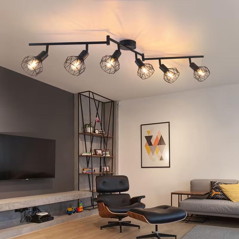 Spotlight 3/4 Head Metal Indoor Surface Mounted Multi Angle Adjustable Fixture Housing Home Ceiling Lamp Black Net Spot Lamp