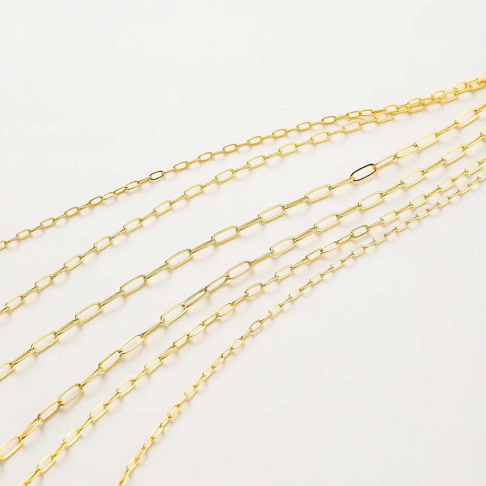 14k/18k pozlacený měděný řetízek s dlouhou životností barvy, masivní obdélníkový článek, pro výrobu DIY šperků, náhrdelníků