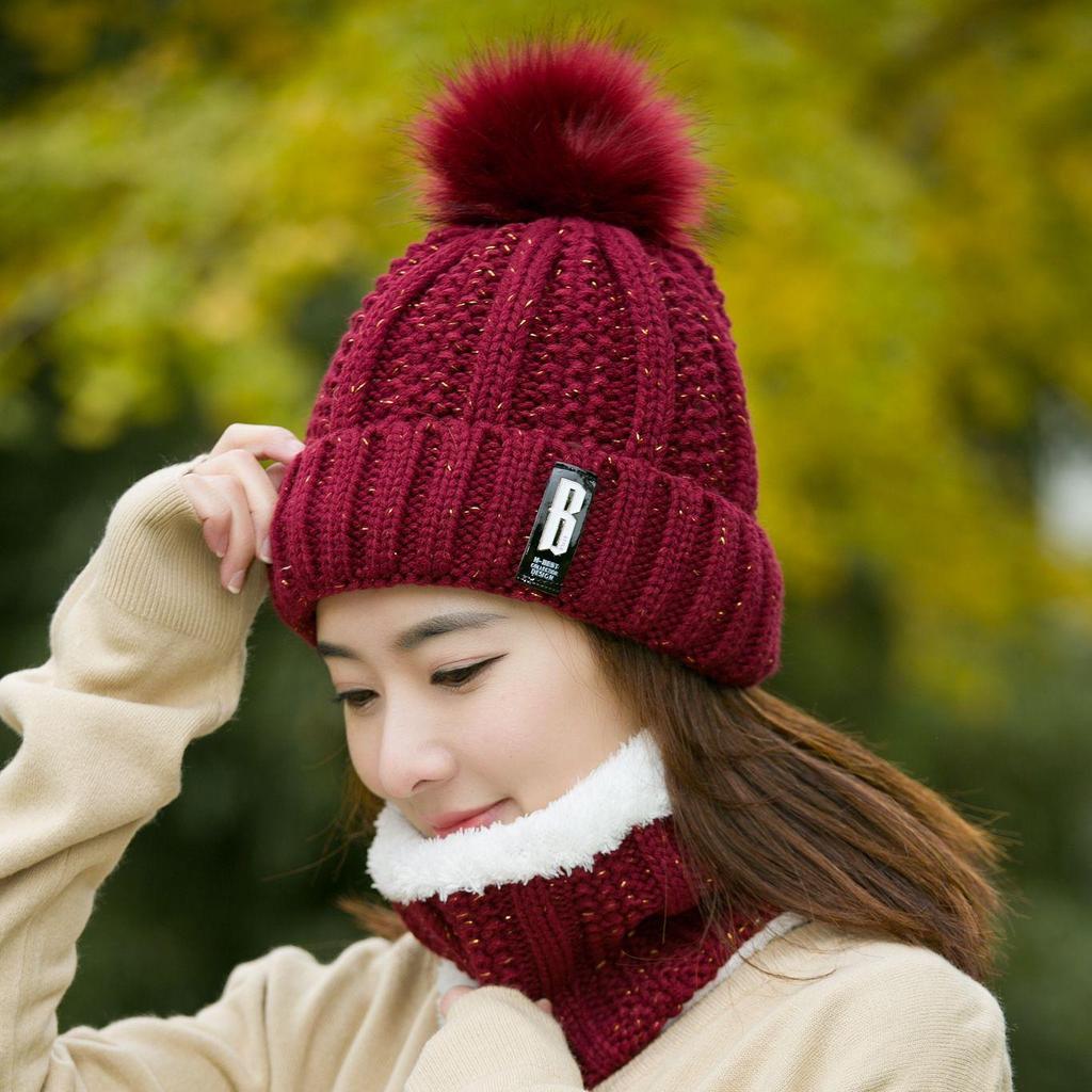 Warm Hat Children's Autumn and Winter Knitted Wool Hat Warm Plush Thickened Versatile Letter B Standard Wool Hat