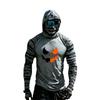 Men's Long Sleeve Hooded Sun Top with Color Block Raglan Sleeves Halloween Print