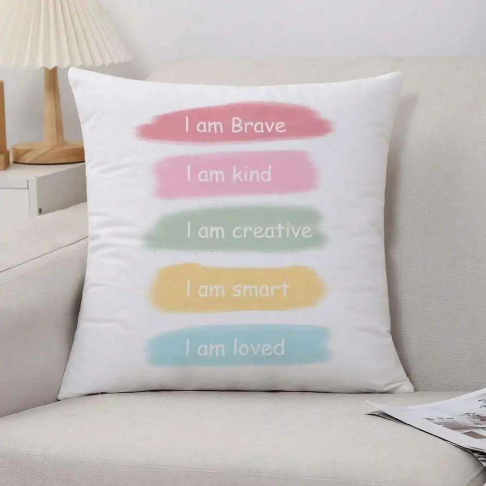 Colorful Inspirational Cute Pattern Pillowcases Pattern Cushion Cover Suitable for Sofa Bedroom Car Pillow Cover