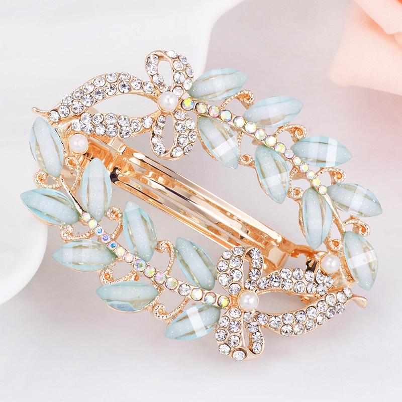 

Женская заколка для волос, модная заколка для волос с кристаллами, камнями, бабочками, листьями, головной убор для девочек, заколка, ювелирное изделие, заколка для волос, безделушка