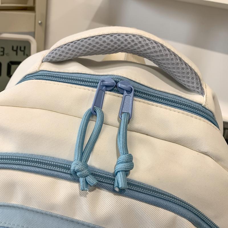 Contrast Color Waterproof Backpack Campus Style Large Capacity School Bag Computer Bag For Teenagers Students