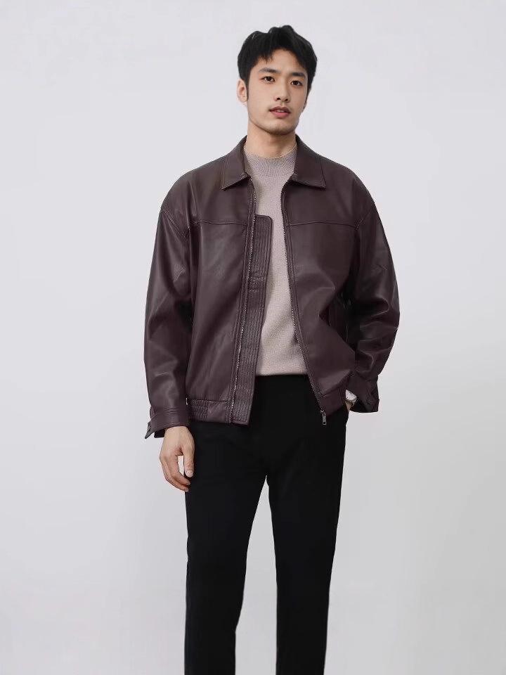 Chaqueta de Motocicleta de Cuero PU de Moda para Hombre con Solapa Genial - Colección Primavera y Otoño