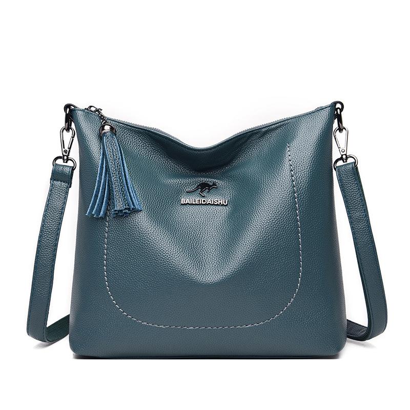 Weiche Lederquaste Frühling Neue Mode Große Kapazität Umhängetasche Muttertasche Schlichte Weiche Leder Ein-Schulter-Handtasche