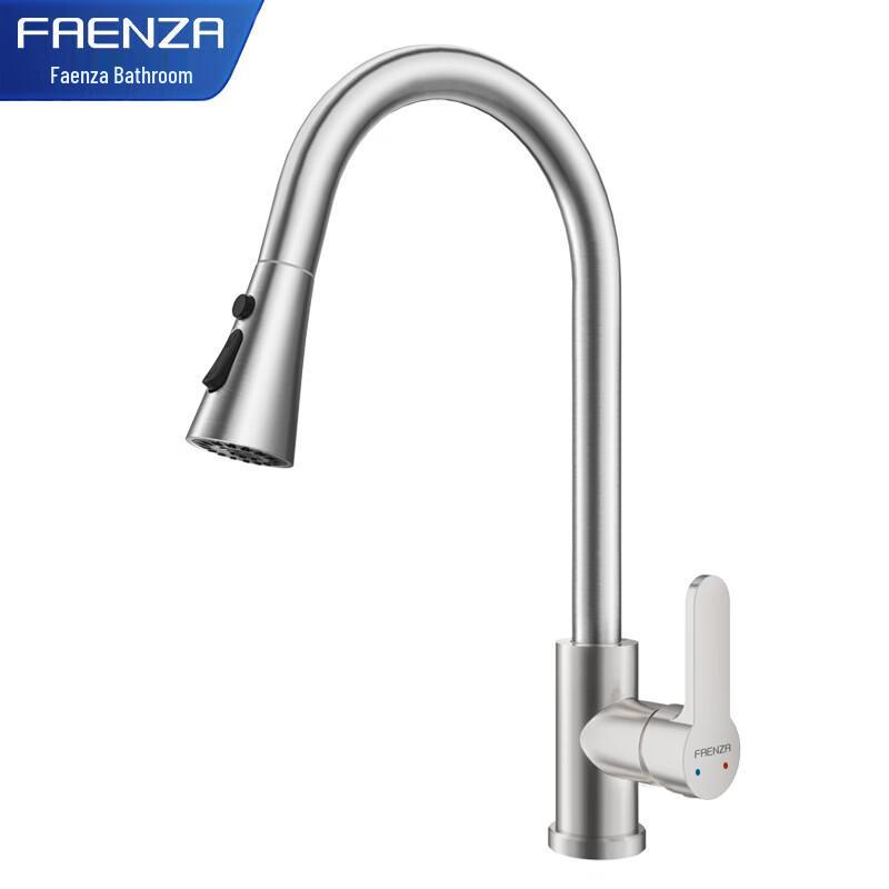 FAENZA 304 Stainless Steel Pull-Out Swivel Kitchen Faucet