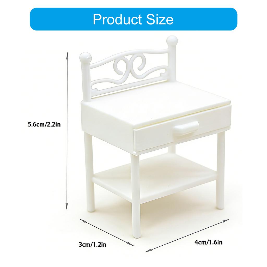 Miniature Bedside Table For Dollhouses Plastic Iron Style Perfect For Role Playing Game