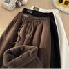 Hose für Damen Übergröße Verdickt Dehnbar Elastisch Hohe Taille Lange Hose Einfarbig Fleece Lässig Weitbeinige Hose