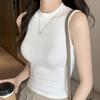 Round Neck Threaded Base Shirt for Women Sleeveless Vest Camisole Top