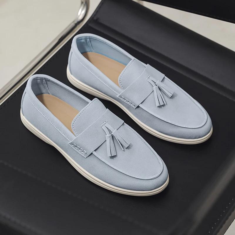 Men's Shoes 2025 New Model, Liu Su Le Fu Shoes, Men's Suede Lightweight Breathable Flat Shoes, Fashionable Casual Flat Shoes