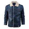 Men's Winter Fleece-Lined Denim Jacket - Loose Fit, Turn-Down Collar, Plus Size