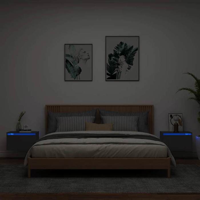 Table de chevet murale - Maison Exclusive - LED RVB - Lot de 2 - Bois d'ingénierie