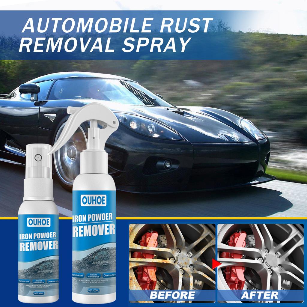Spray para eliminar óxido de automóviles, manchas de óxido, cuidado del automóvil, spray para eliminar óxido, pulimento limpiador descontaminante de óxido multiusos, superficies metálicas, removedor de óxido