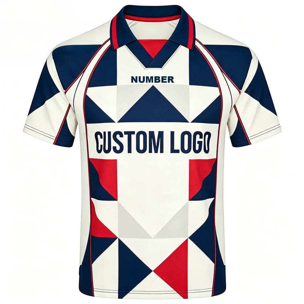 Individuelles atmungsaktives Fußballtrikot in Übergröße, kurzärmelig, digital bedrucktes Polyesterhemd