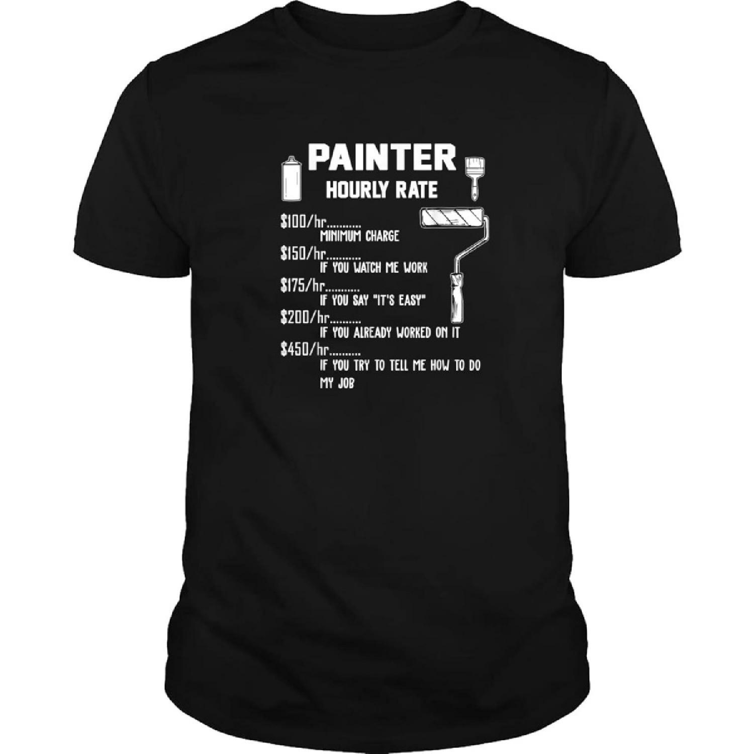 

Funny Painter Hourly Rate Apparel for Painters T-Shirt Black XXXXXL чорний