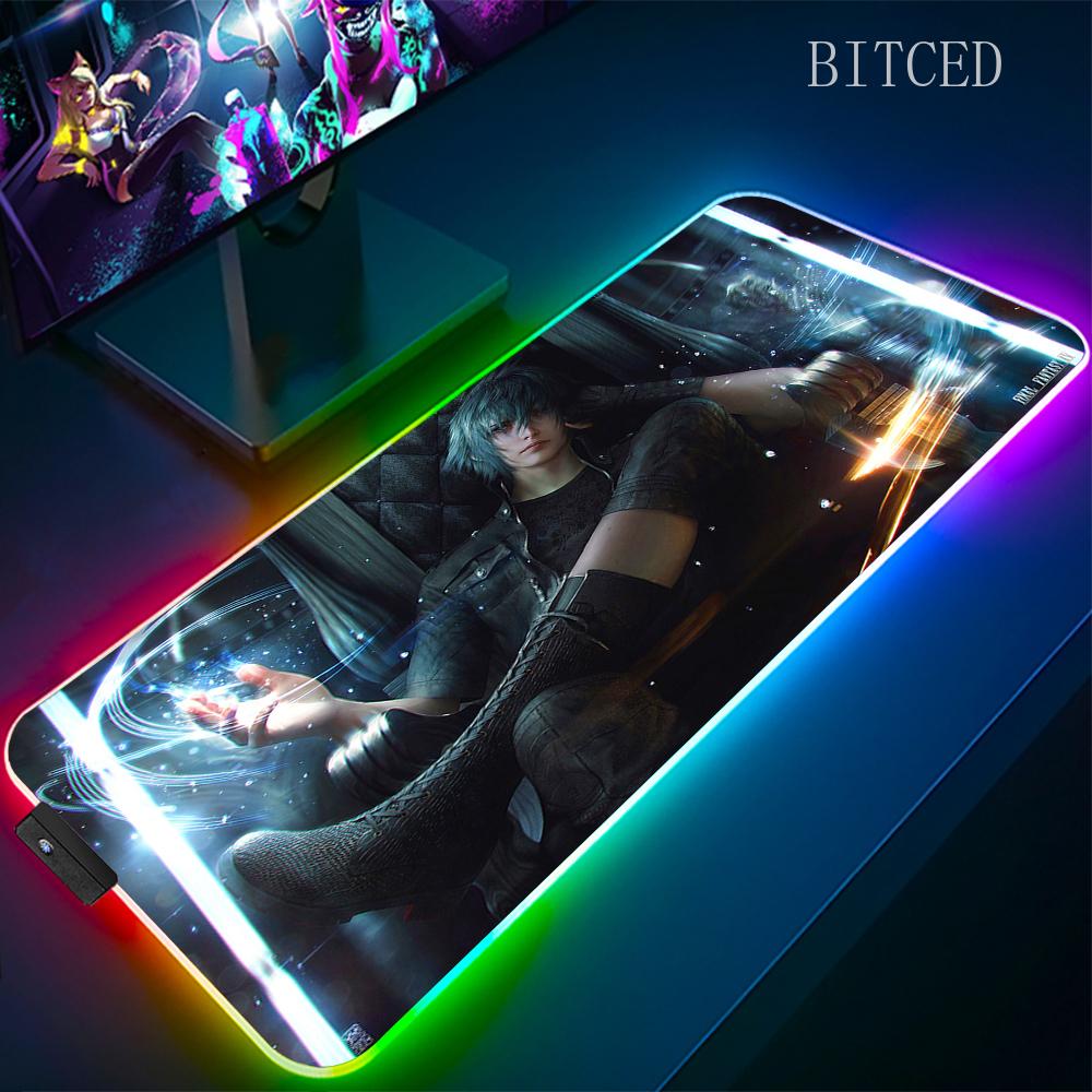 Rgb Final Fantasy Mouse Pad Laptop Mousepad Gaming Cool Mouse Mat Large Gamer Mousepads Speed Cool LED Desk Mat with Backlight