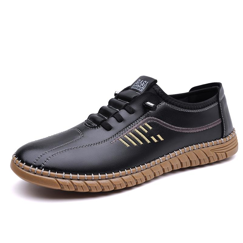 

Мужские повседневные кроссовки ручной работы для отдыха, кожаные кроссовки для прогулок, уличная универсальная обувь для ходьбы, новинка, мужская повседневная обувь, лоферы 44 чёрный