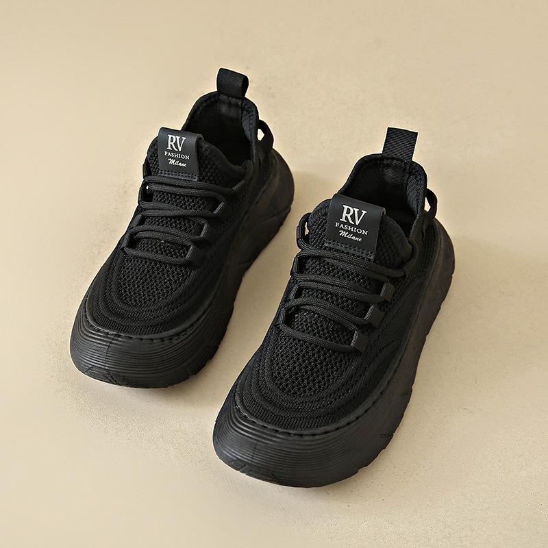 Flying Woven Sneakers Women's 2025 Summer Internet Celebrity Explosion One Pedal Casual Breathable Mesh Running Shoes