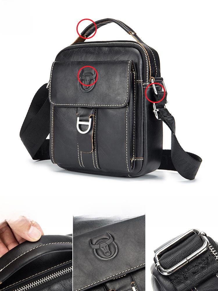 Captain Niu Men's Genuine Leather Crossbody Bag - Trendy, Casual, and Multifunctional