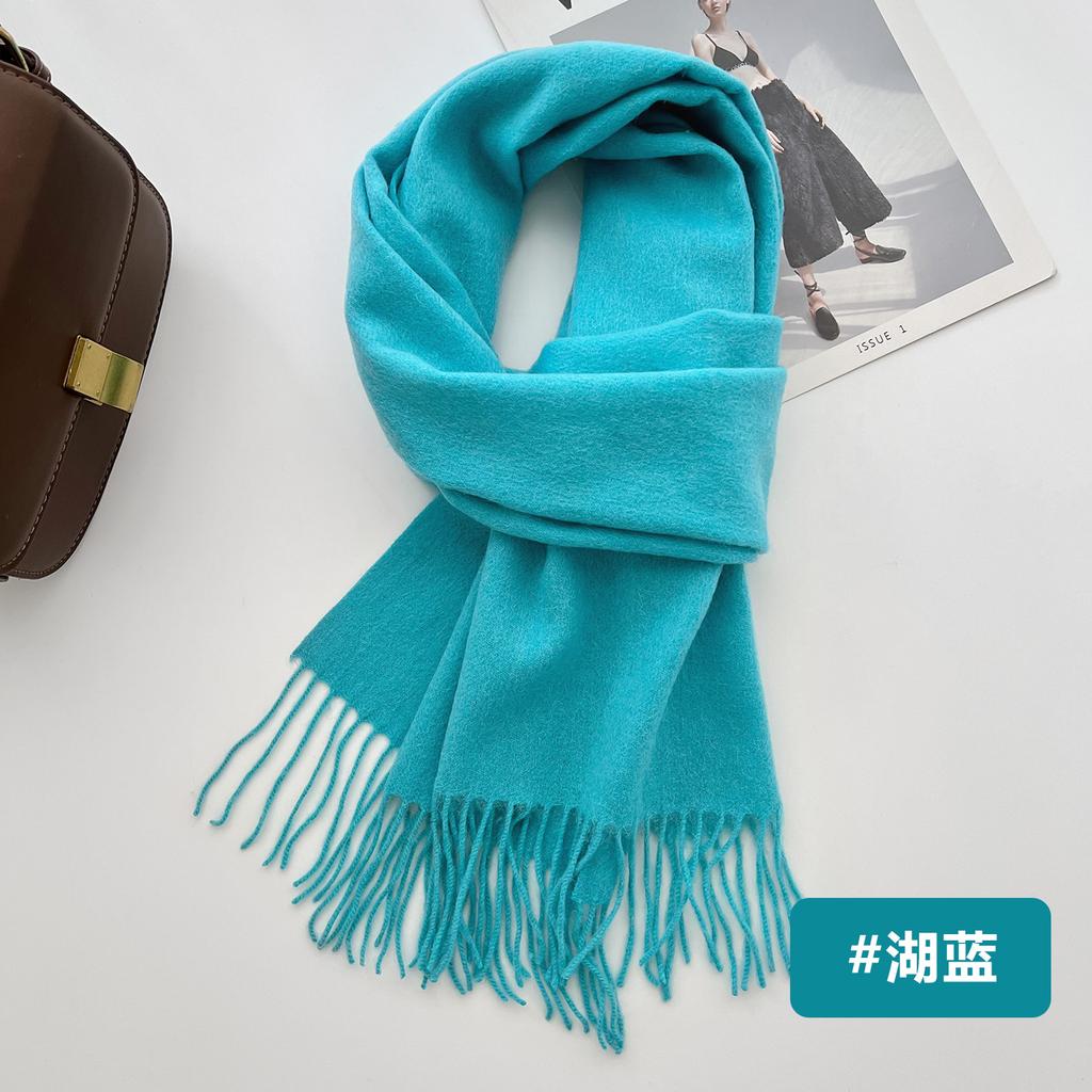 New solid color wool scarf autumn and winter versatile warm scarf couple atmosphere shawl