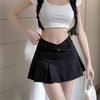 Summer Academic Style Sexy V Waist Ultra Short Skirt Anti Exposure A Line Skirt Slimming Low Waisted Pure Desire Pleated Skirt