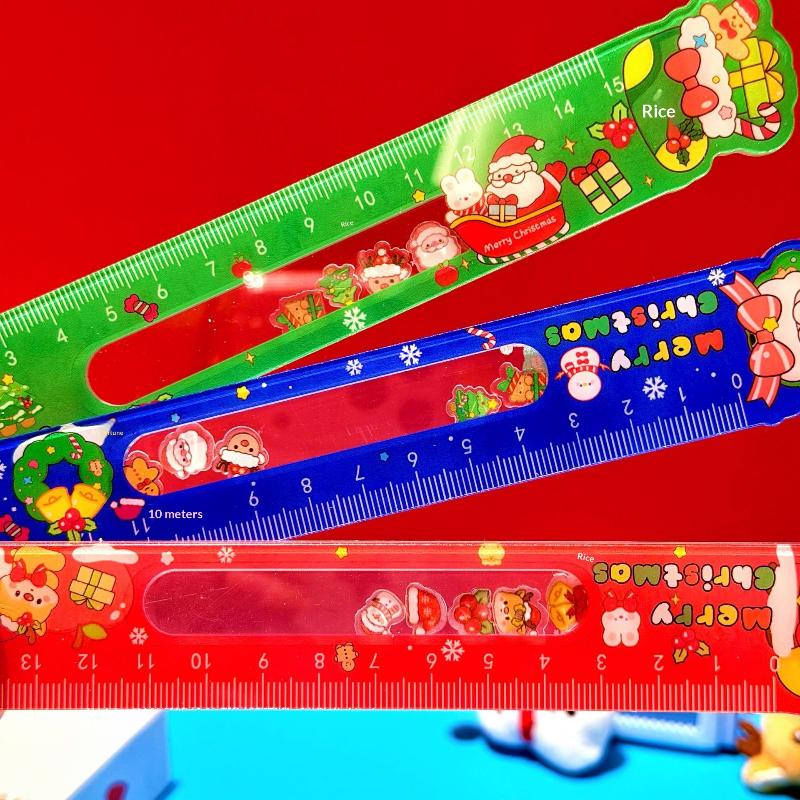 Cartoon Santa Claus Snowman Christmas Ruler Creative Drawing Painting Tool Reward Stationery Student Gift School Supplies