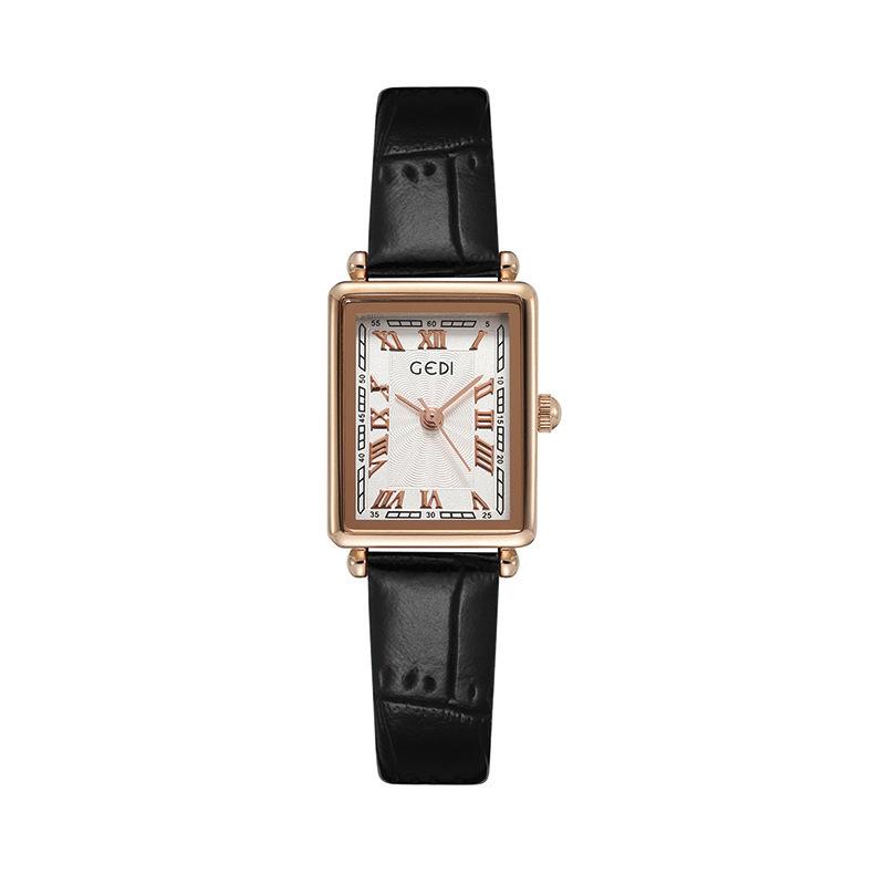 Ladies Roman Vintage Small Square Plate Student Versatile Bamboo Pattern Belt Quartz Waterproof Watch