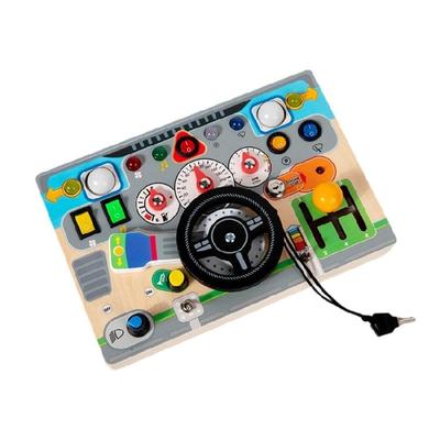 Natural Wood Steering Wheel Activity Board For Early Childhood Education Traffic Awareness And Motor Skill Practice