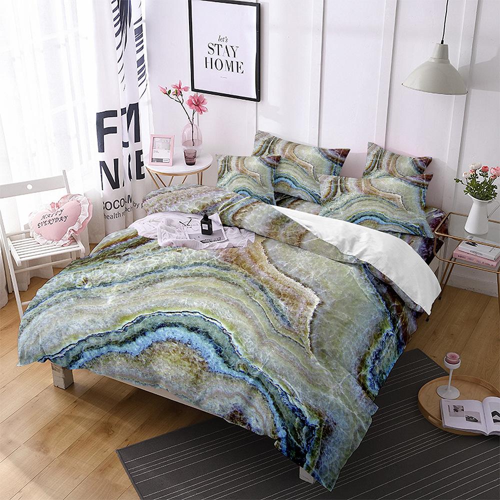 Marmor Bettbezug Set Queen Grün Gold Glitzer Bettwäsche Set Polyester Batik Fluid Magma Abstrakte Kunst Hipster Twin Bettdeckenbezug