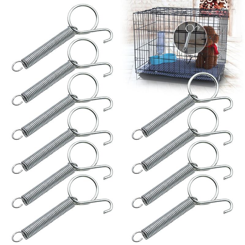 Gancio a Molla per Porta Gabbia 7,5 cm Accessori Metallici per Gabbie Ganci Robusta Molla di Fissaggio a Tensione per Gabbie per Conigli/Uccelli/Hamster a Filo 5/10 Pezzi