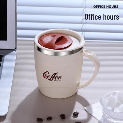 Tazza da Caffè Termica in Acciaio Inossidabile 304 con Coperchio e Manico Anti-Scottatura - Elegante Tazza da Ufficio