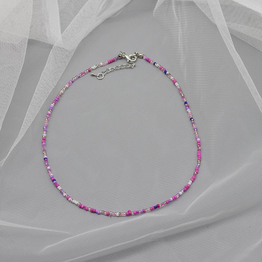 Dopaminová Barevná Rýžová Korálková Náhrdelník Dívčí Styl Bohémský Korálkový Krční Řetízek Řetízek na Klíční Kost