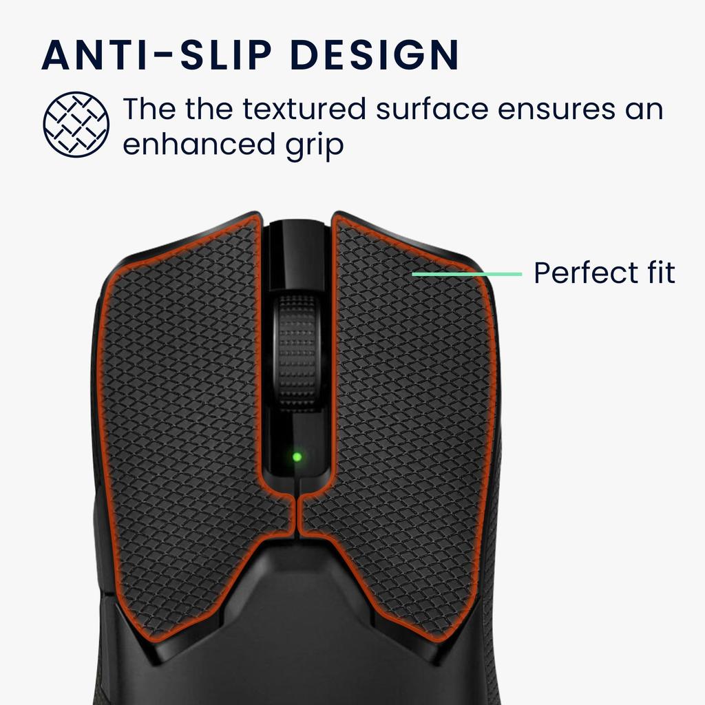Kwmobile držadlo myši kompatibilní s páskou Razer Viper V2 Pro Grip - protiskluzová Předřezaná tloušťka 0,5 mm černá
