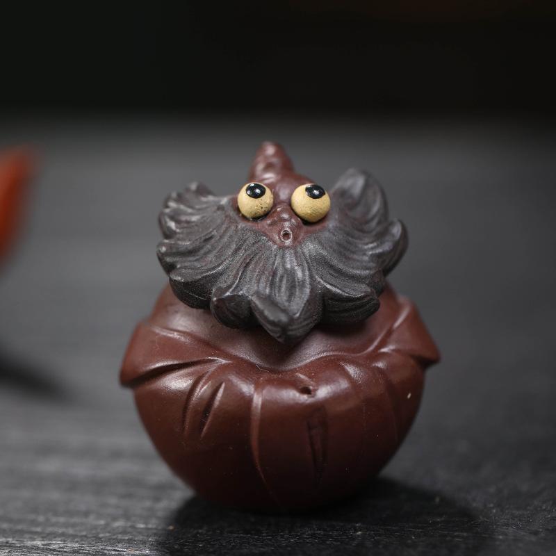 

Chinese Yixing Purple Clay Tea Pet Good Luck Handmade Tea Figurine Ornaments Sculpture Crafts Desktop Decors Tea Set Decoration 5x4.9x5.7cm