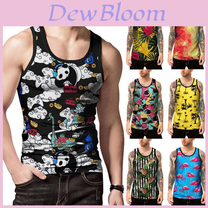 Heren 3D Geprint Tanktop Met Premium Kwaliteit Polyester Voor Zomer Sportschool Fitness
