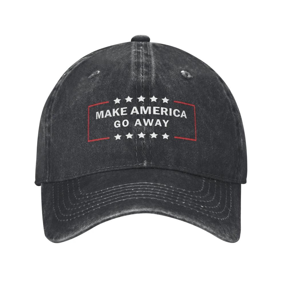 Make America Go Away Unisex Baseball Cap Funny Sarcasm US Saying Distressed Washed Hats Outdoor Unstructured Soft Snapback Cap