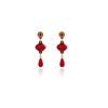 New Year'S Red Happy Character Koi Small Snake Stud Earrings, Autumn And Winter High Sense Chinese Style Blessing Character Chinese Knot Ear Hook