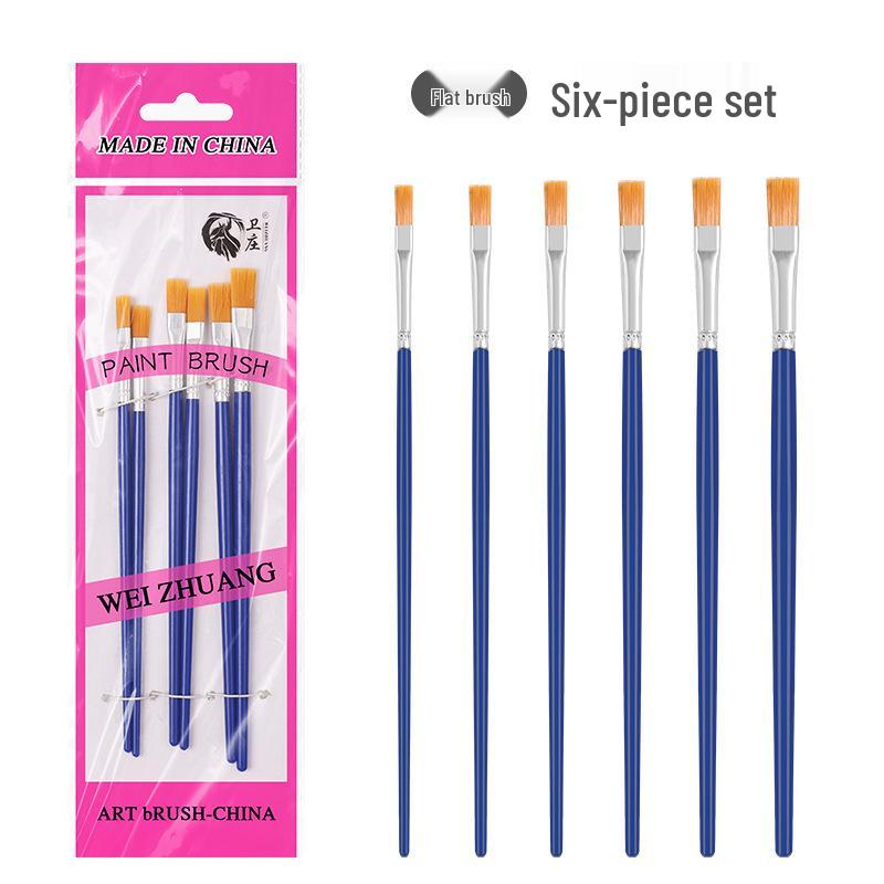 10-Piece Children's Paint Brush Set: Blue Handle Nylon Brushes for Acrylic, Watercolor, and Oil Painting