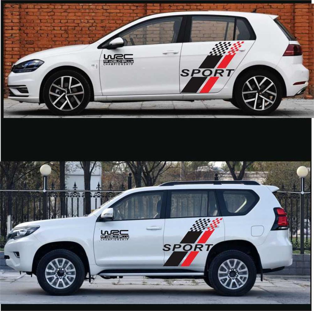 Car Both Side Racing Sports Stickers DIY Styling Graphic Vinyl Decal Black+Red