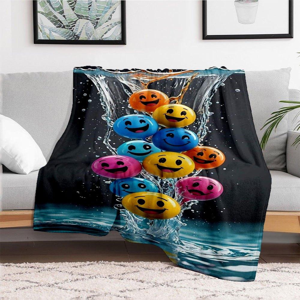 Colorful Smiley Face Water Balloons - Fun Party SuppliesBlanket Flannel Throw Blanket for Sofa, Bed, Travel, Camping, Office, Couch, Chair,