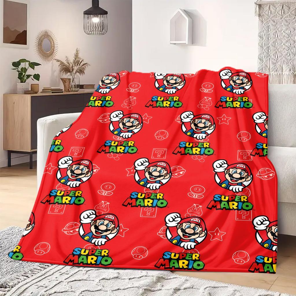 Mario Anime Print Blanket Warm Comfortable Flannel Blanket Suitable for Bedrooms, Sofas, Beds, Chairs, Picnics, Travel