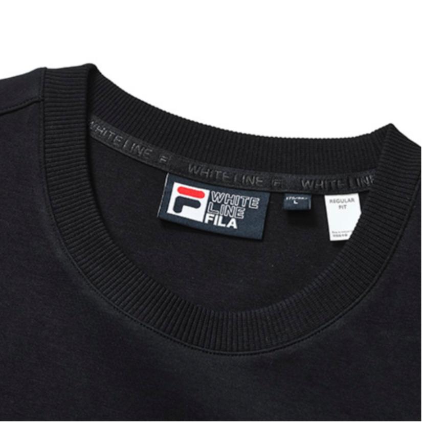 Fila Solid Color Crew Neck Sports Knitted Pullover Sweatshirt Men Sweatshirt Black F11M319202F-BK