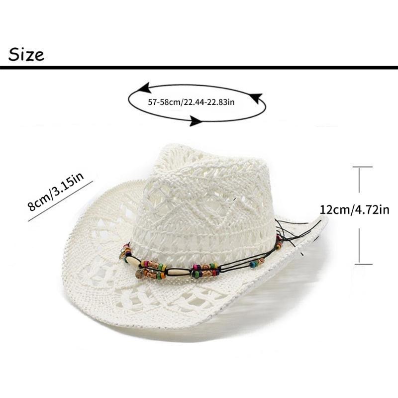 Western Hat Natural Paper Straw Wide Brims Sun Hat Popular Panama Hat for Adult Daily and Travel Wear