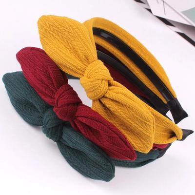 New Fashion Women Headband Knitted Big Bowknot Hairband Non-slip Teeth Turban Girls Hair Accessories Wholesale